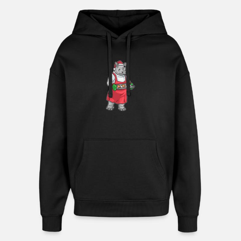 Rhino Christmas Baker - Sweat à capuche unisexe Stanley/Stella Oversized - noir