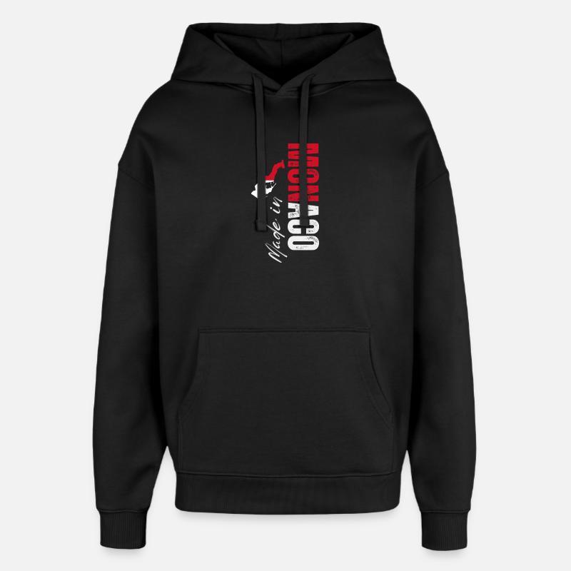 Made in Monaco, vertical design - Oversized Unisex Hoodie by Stanley/Stella - black