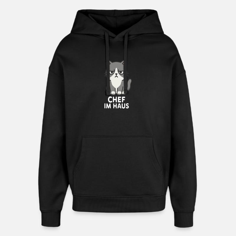 Katze mit mürrischem Gesichtsausdruck - Sweat à capuche unisexe Stanley/Stella Oversized - noir
