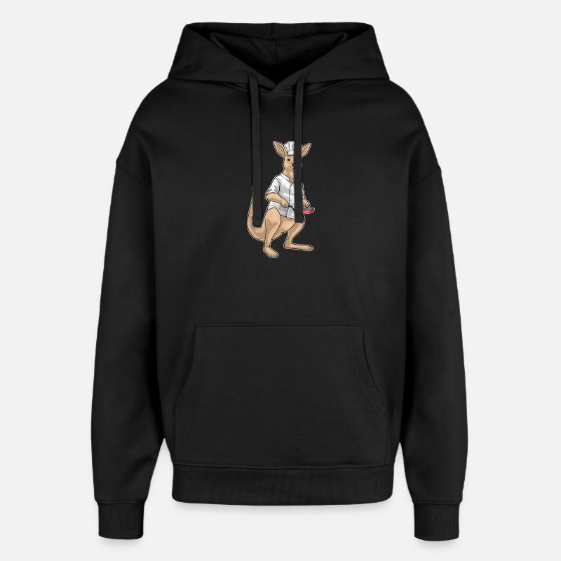 Kangaroo Cooking Pan Cooking - Oversized Unisex Hoodie by Stanley/Stella - black