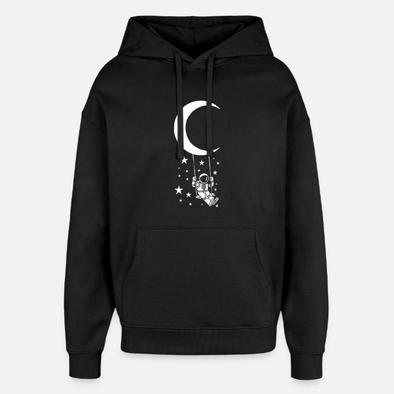 Astronaut on Lunar Swing - Oversized Unisex Hoodie by Stanley/Stella - black