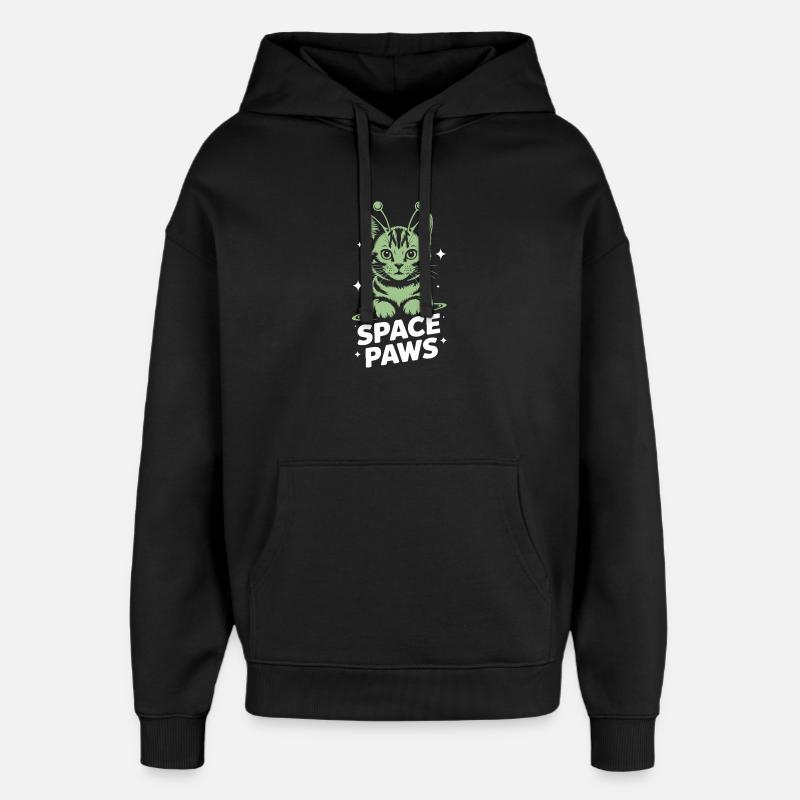 Chat Spatial Pattes Astrales - Sweat à capuche unisexe Stanley/Stella Oversized - noir