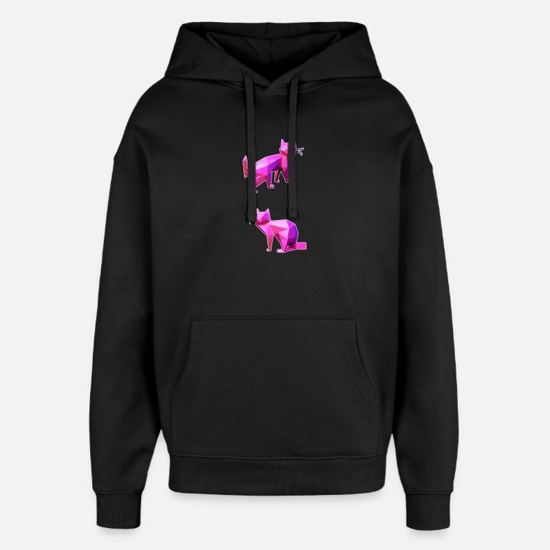 Pink Poly Cats Duo - Sweat à capuche unisexe Stanley/Stella Oversized - noir
