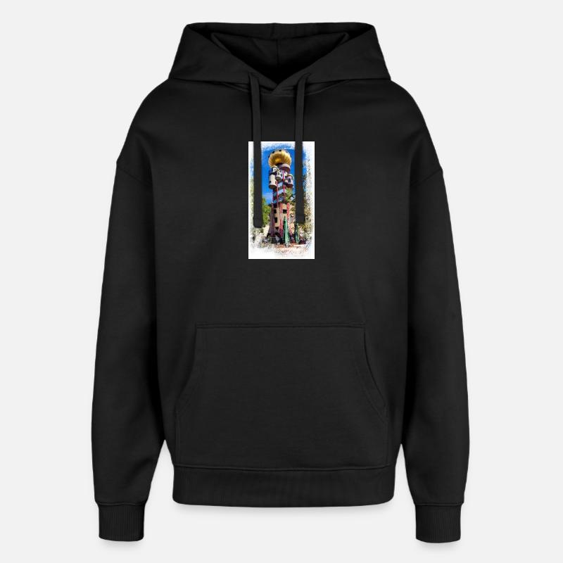 Kunterbunter Turm beim Kuchlbauer - Oversized Unisex Hoodie von Stanley/Stella - Schwarz