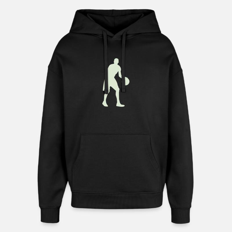 Silhouette de basket vert pastel - Sweat à capuche unisexe Stanley/Stella Oversized - noir