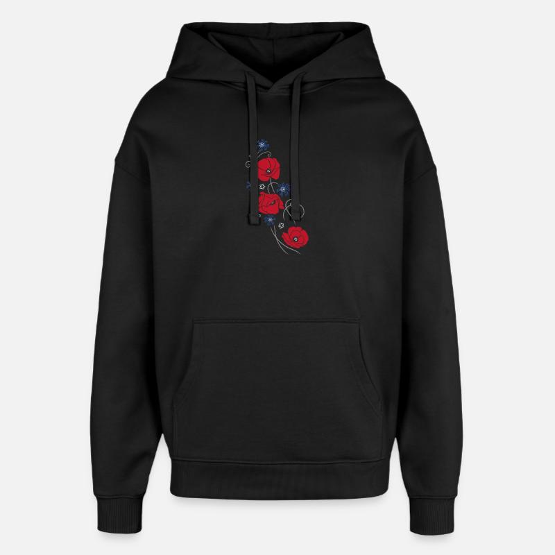 Coquelicots. Design d'été. - Sweat à capuche unisexe Stanley/Stella Oversized - noir