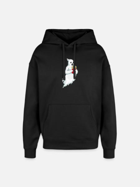 Ghost Halloween french fries - Oversized Unisex Hoodie by Stanley/Stella - black
