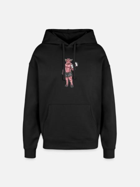 Taurus Bodybuilder Dumbbell Bodybuilding - Oversized Unisex Hoodie by Stanley/Stella - black