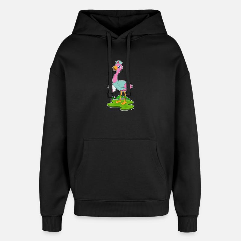 Flamingo Nurse - Oversized Unisex Hoodie by Stanley/Stella - black