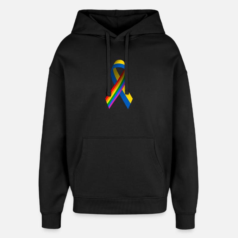 Arc ukrainien avec drapeau arc-en-ciel - Sweat à capuche unisexe Stanley/Stella Oversized - noir