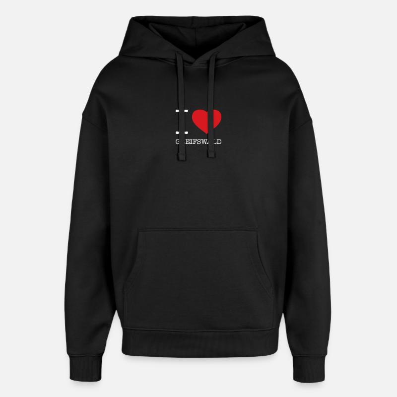 J’ADORE GREIFSWALD - Sweat à capuche unisexe Stanley/Stella Oversized - noir