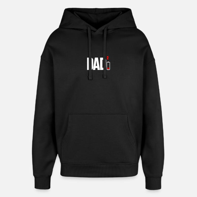 Dad Power Squared Battery Icon - Oversized Unisex Hoodie by Stanley/Stella - black