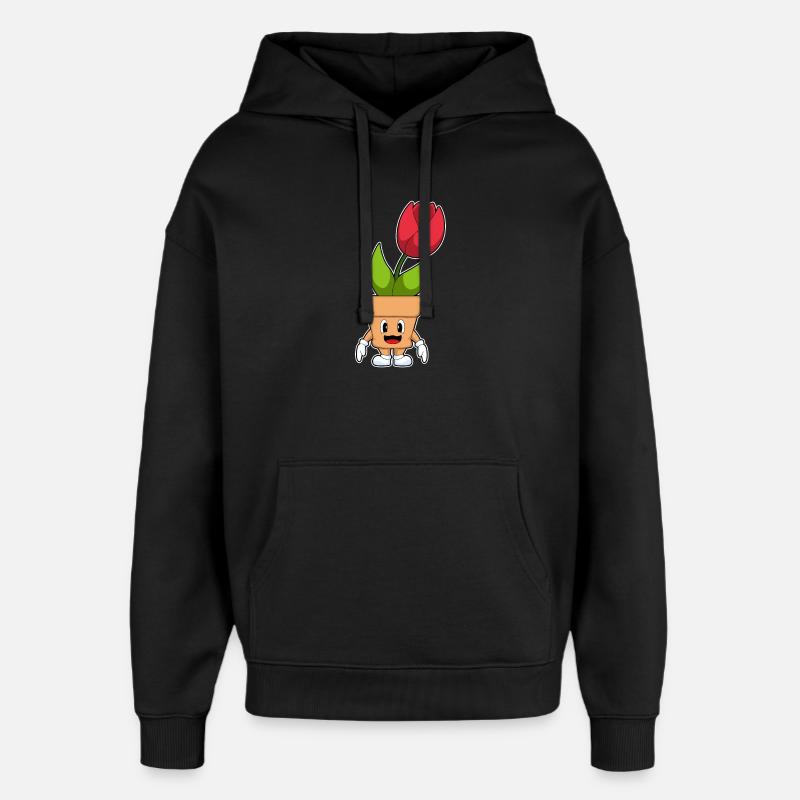 Pot de fleurs Tulipes Fleurs - Sweat à capuche unisexe Stanley/Stella Oversized - noir