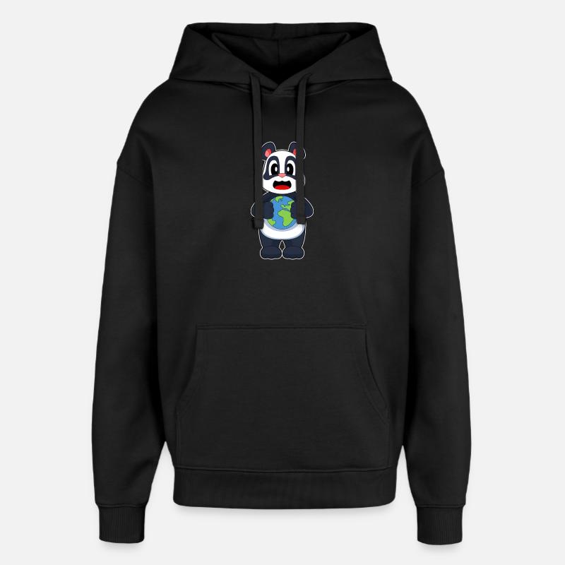 Globe terrestre panda - Sweat à capuche unisexe Stanley/Stella Oversized - noir