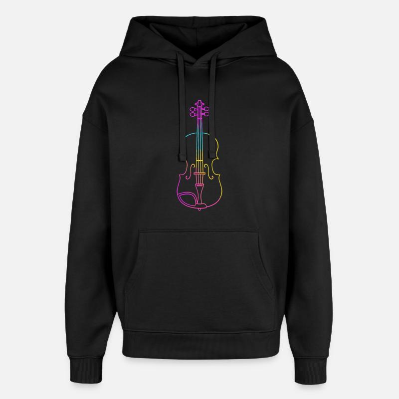 Dessin au trait du violon - Sweat à capuche unisexe Stanley/Stella Oversized - noir