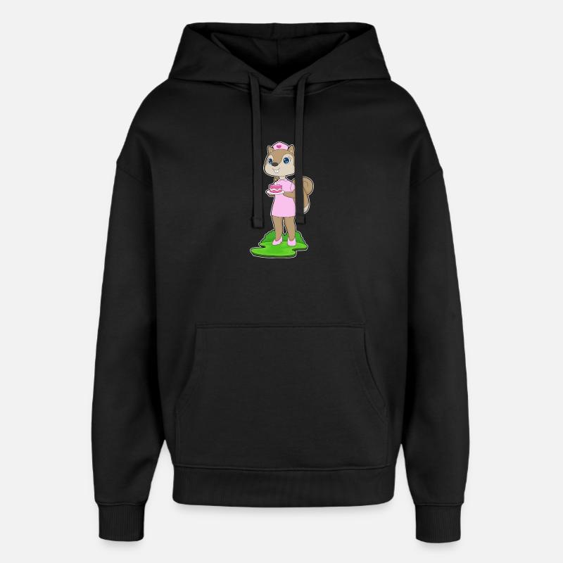 Infirmière d’anniversaire d’écureuil - Sweat à capuche unisexe Stanley/Stella Oversized - noir