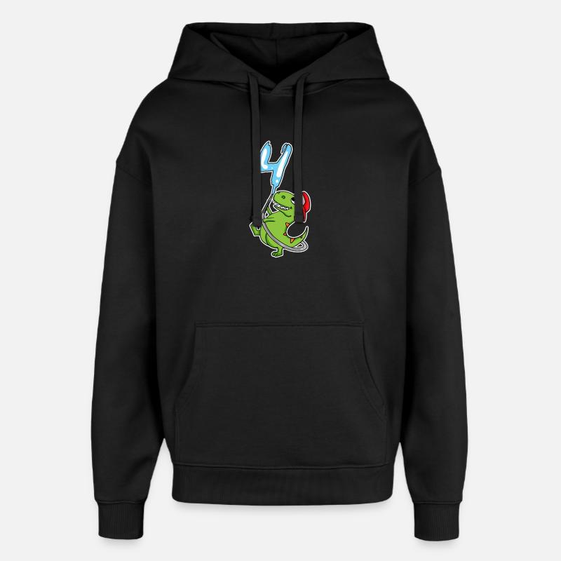 4e anniversaire dinosaure - Sweat à capuche unisexe Stanley/Stella Oversized - noir