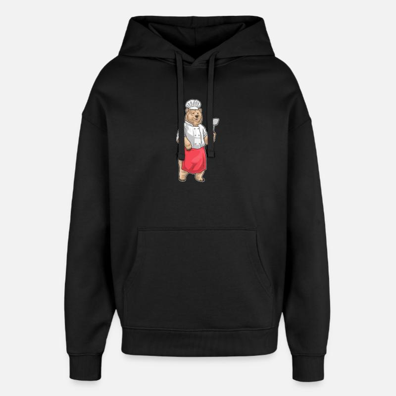 Bär Koch Pfannenwender Kochen - Oversized Unisex Hoodie von Stanley/Stella - Schwarz