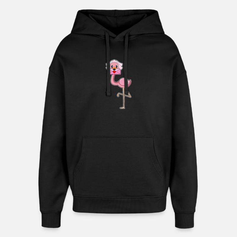Flamingo Bridal Letter Wedding - Oversized Unisex Hoodie by Stanley/Stella - black