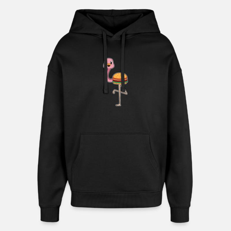 Flamingo Burger - Oversized Unisex Hoodie by Stanley/Stella - black