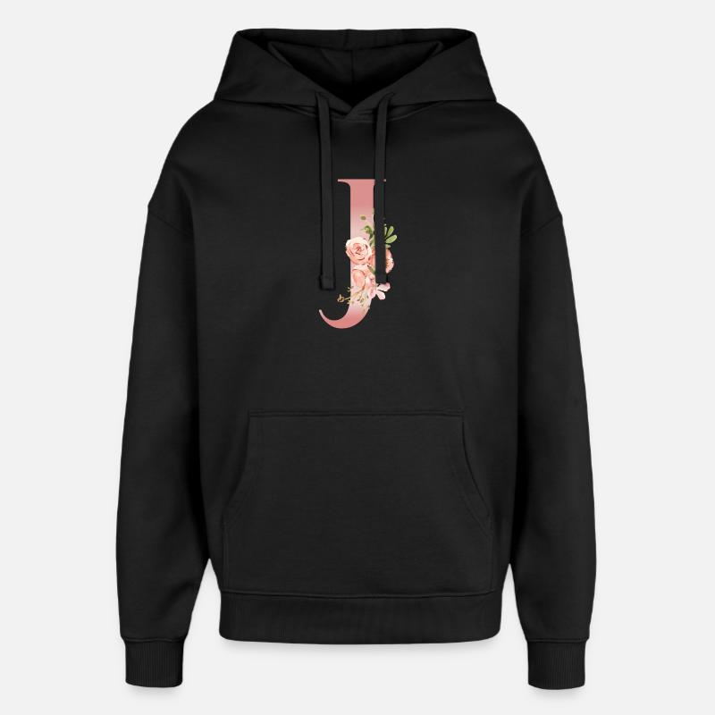 Monogramme J florale aquarelle - Sweat à capuche unisexe Stanley/Stella Oversized - noir
