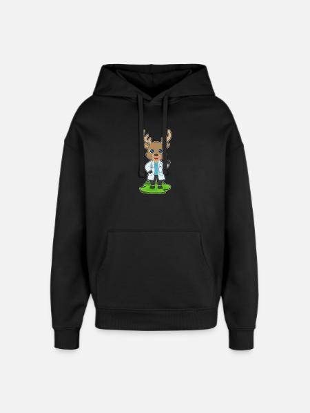 Reindeer Doctor Stethoscope - Oversized Unisex Hoodie by Stanley/Stella - black