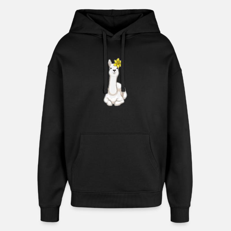 Lama Fleurs de Jonquille - Sweat à capuche unisexe Stanley/Stella Oversized - noir