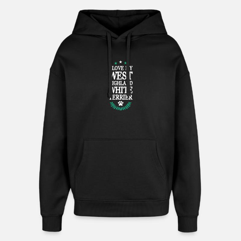 West Highland White Terrier - Oversized Unisex Hoodie by Stanley/Stella - black