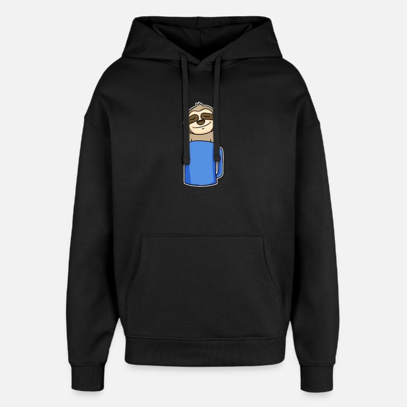 Sloth in a coffee cup - Oversized Unisex Hoodie by Stanley/Stella - black