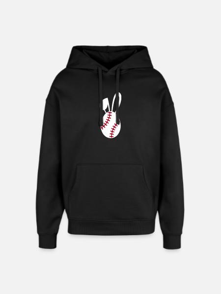 Baseball Bunny Emblem - Oversized Unisex Hoodie by Stanley/Stella - black