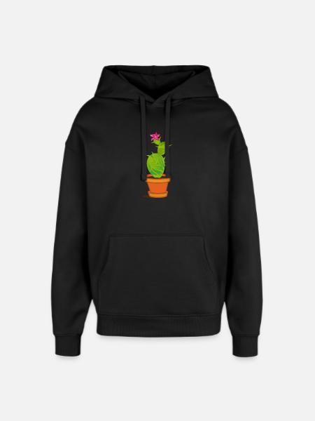 A cactus with blossom - Oversized Unisex Hoodie by Stanley/Stella - black