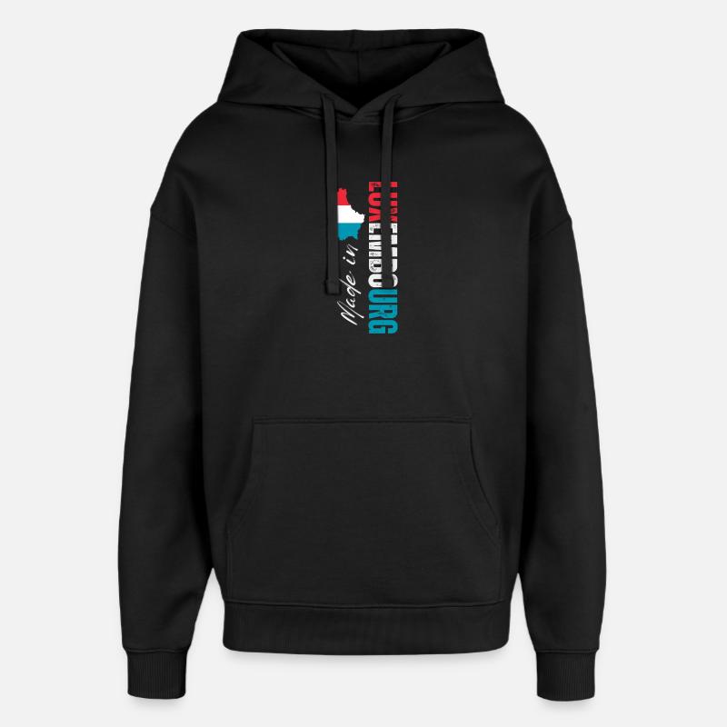Fabriqué au Luxembourg, design vertical - Sweat à capuche unisexe Stanley/Stella Oversized - noir
