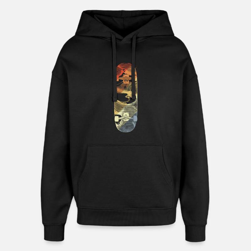 Dessin de skateboard rétro - Sweat à capuche unisexe Stanley/Stella Oversized - noir