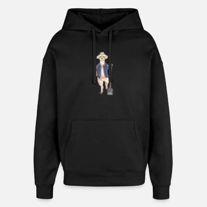 Alpaca Farmer Shovel - Oversized Unisex Hoodie by Stanley/Stella - black
