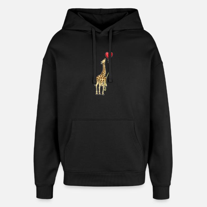 Giraffe Herz Luftballon - Oversized Unisex Hoodie von Stanley/Stella - Schwarz