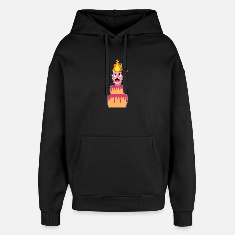 Worm Birthday Cake - Oversized Unisex Hoodie by Stanley/Stella - black
