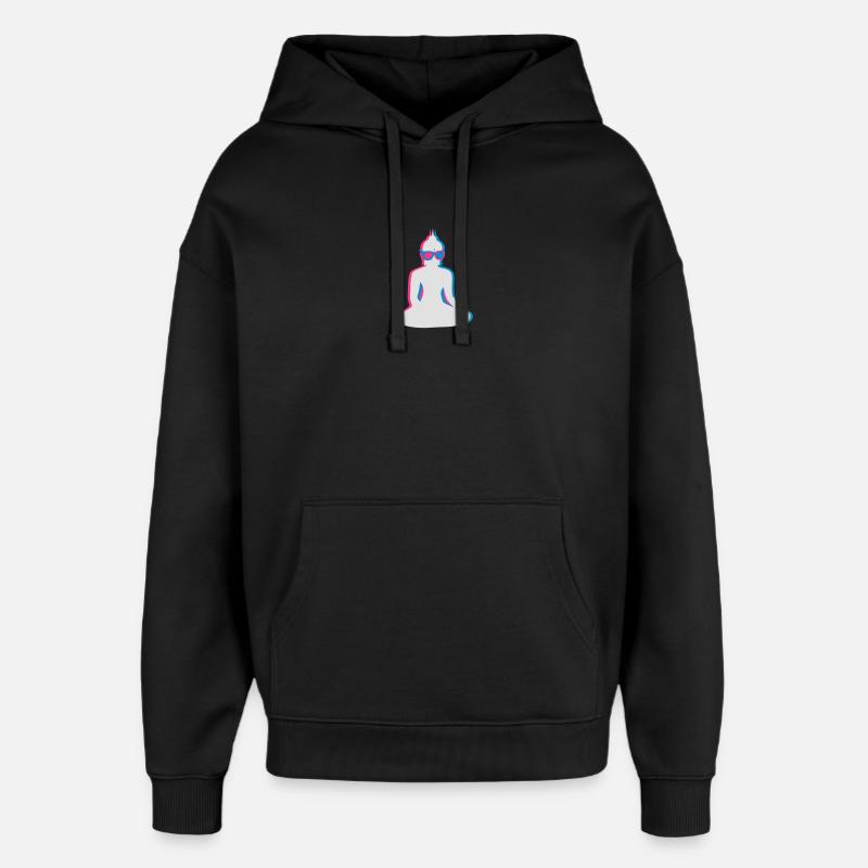 3D Bouddha avec lunettes 3D - Sweat à capuche unisexe Stanley/Stella Oversized - noir