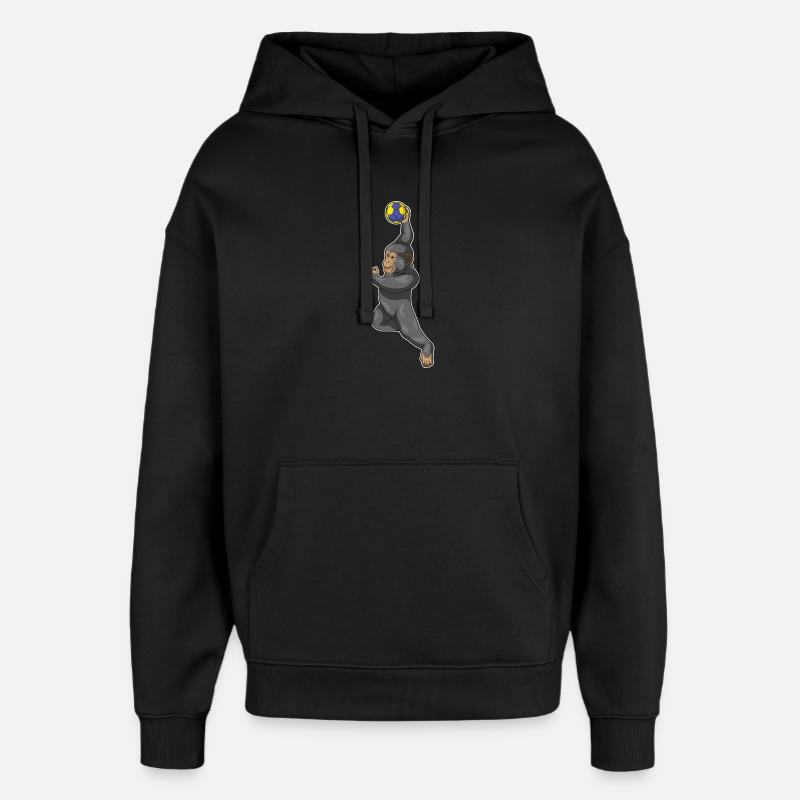 Singe Handballeur Handball - Sweat à capuche unisexe Stanley/Stella Oversized - noir