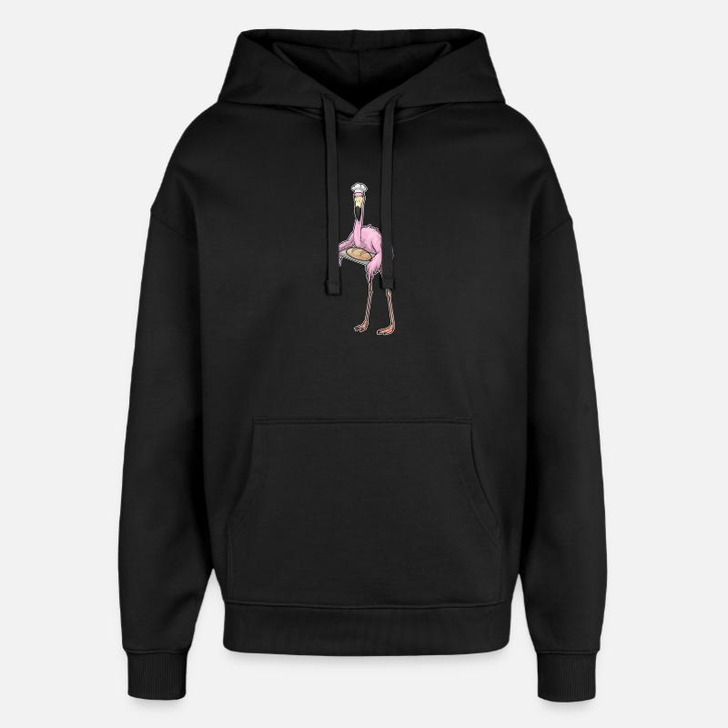 Flamingo Bäcker Brot - Oversized Unisex Hoodie von Stanley/Stella - Schwarz