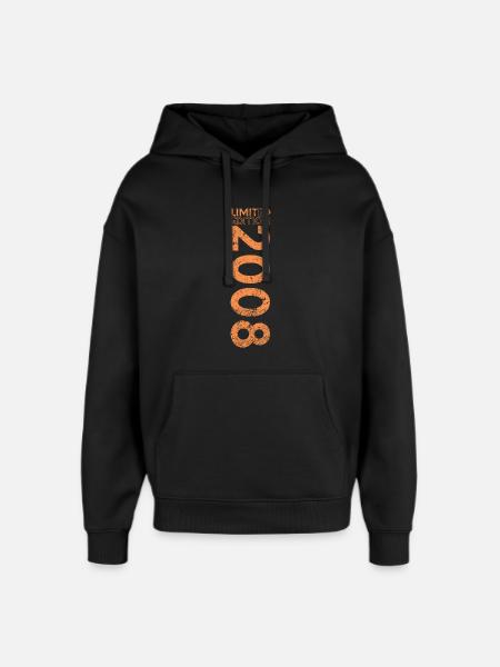 Limited Edition 2008 18th Birthday Gift - Oversized Unisex Hoodie by Stanley/Stella - black