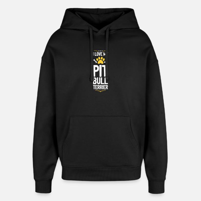 J’adore les pitbull terriers - Sweat à capuche unisexe Stanley/Stella Oversized - noir