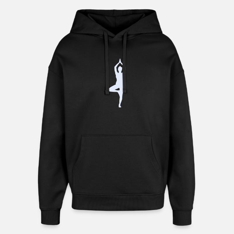 Yoga Pose Tree Pose Silhouette - Oversized Unisex Hoodie by Stanley/Stella - black
