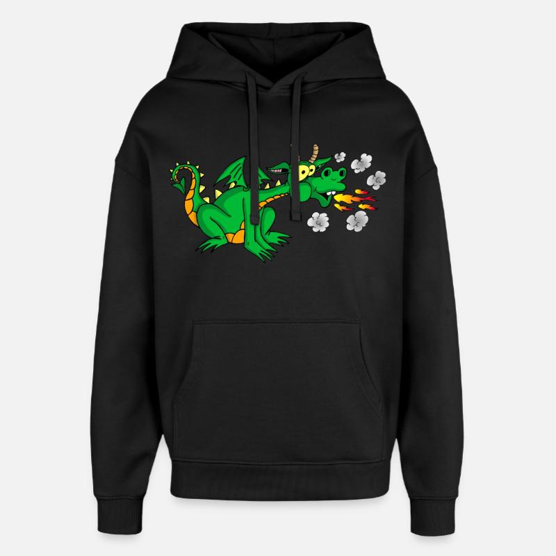Dragon vert - Sweat à capuche unisexe Stanley/Stella Oversized - noir