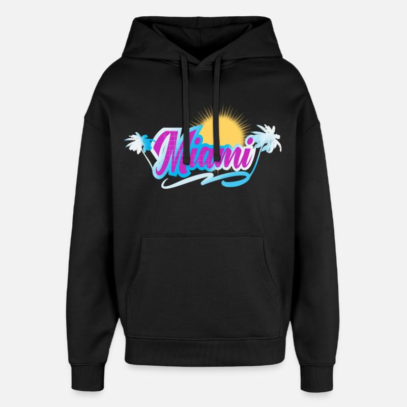 Miami - Sweat à capuche unisexe Stanley/Stella Oversized - noir