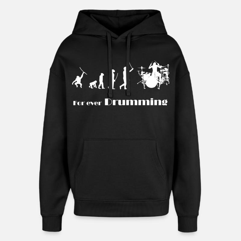 Evolution - Pour toujours jouer du tambour - Sweat à capuche unisexe Stanley/Stella Oversized - noir