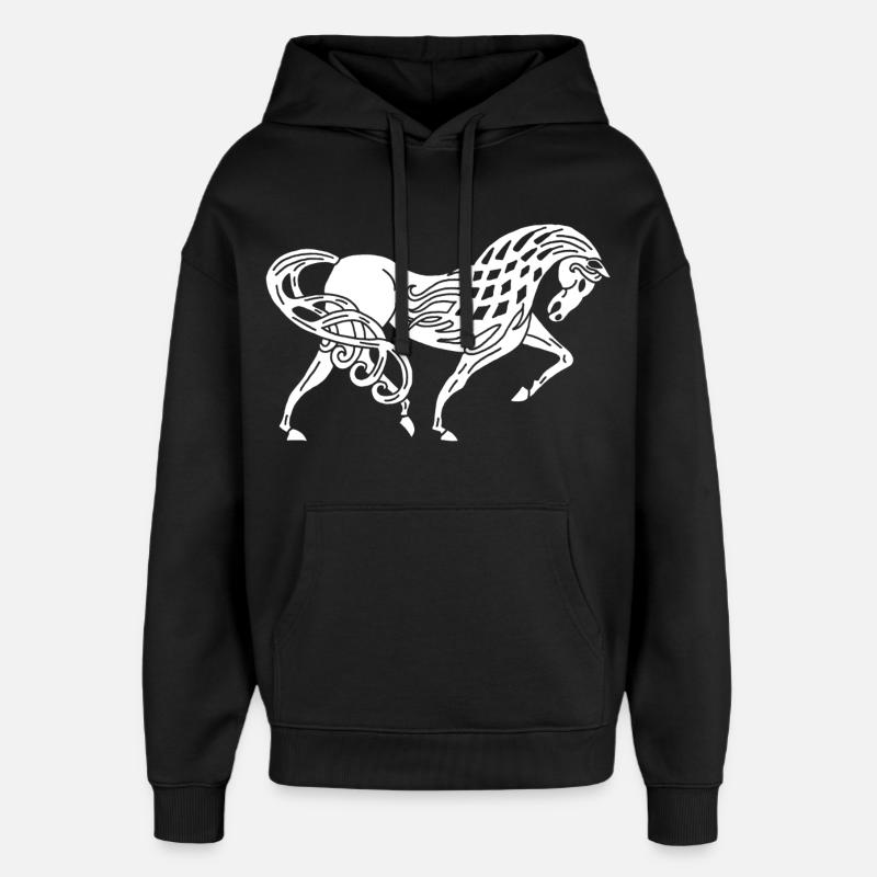 Cheval blanc celte - Sweat à capuche unisexe Stanley/Stella Oversized - noir