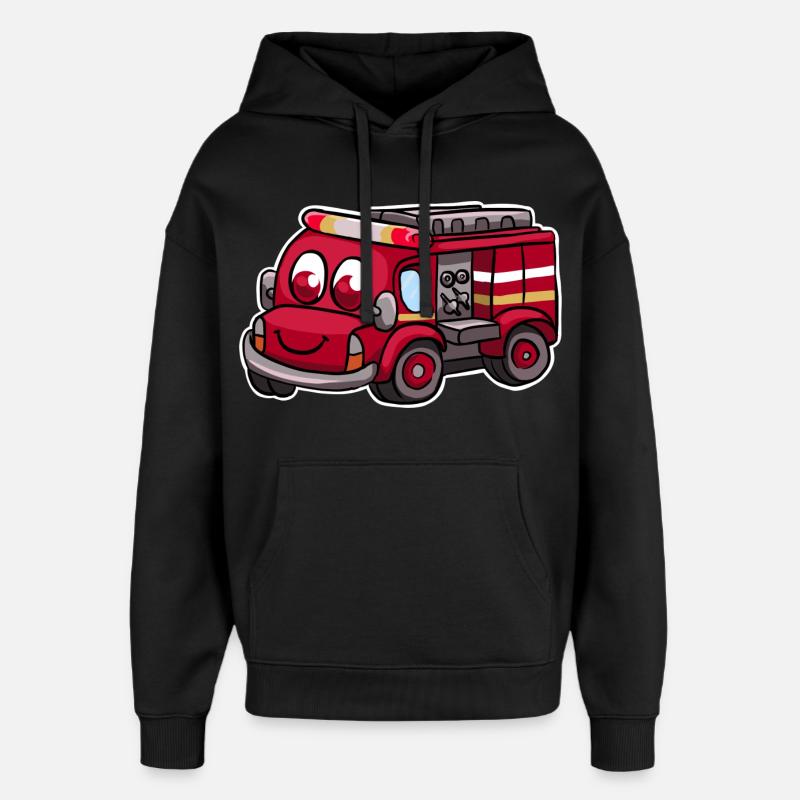Fire truck fire brigade - Oversized Unisex Hoodie by Stanley/Stella - black