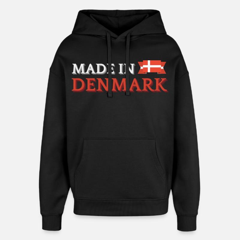 Made in Denmark, dansk stolthed - Hættetrøje unisex Stanley/Stella Oversized - sort
