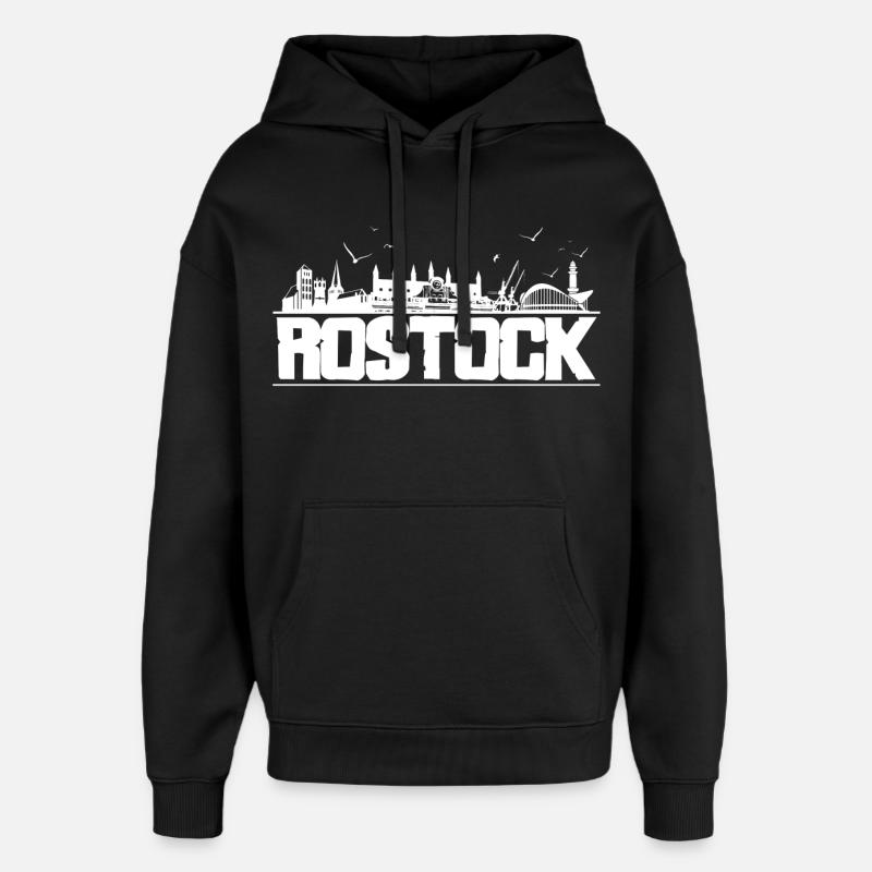 Rostock - Ligne d’horizon - Sweat à capuche unisexe Stanley/Stella Oversized - noir
