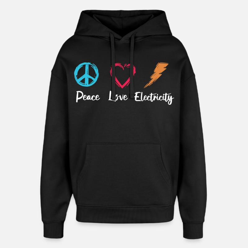 Paix Amour Électricité - Sweat à capuche unisexe Stanley/Stella Oversized - noir